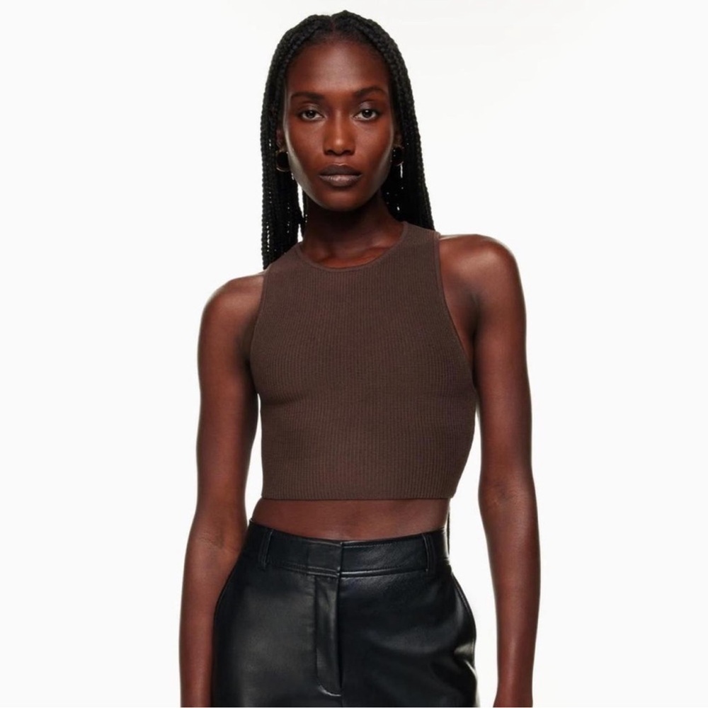 Aritzia babaton Brown Ribbed Women's Crop Top